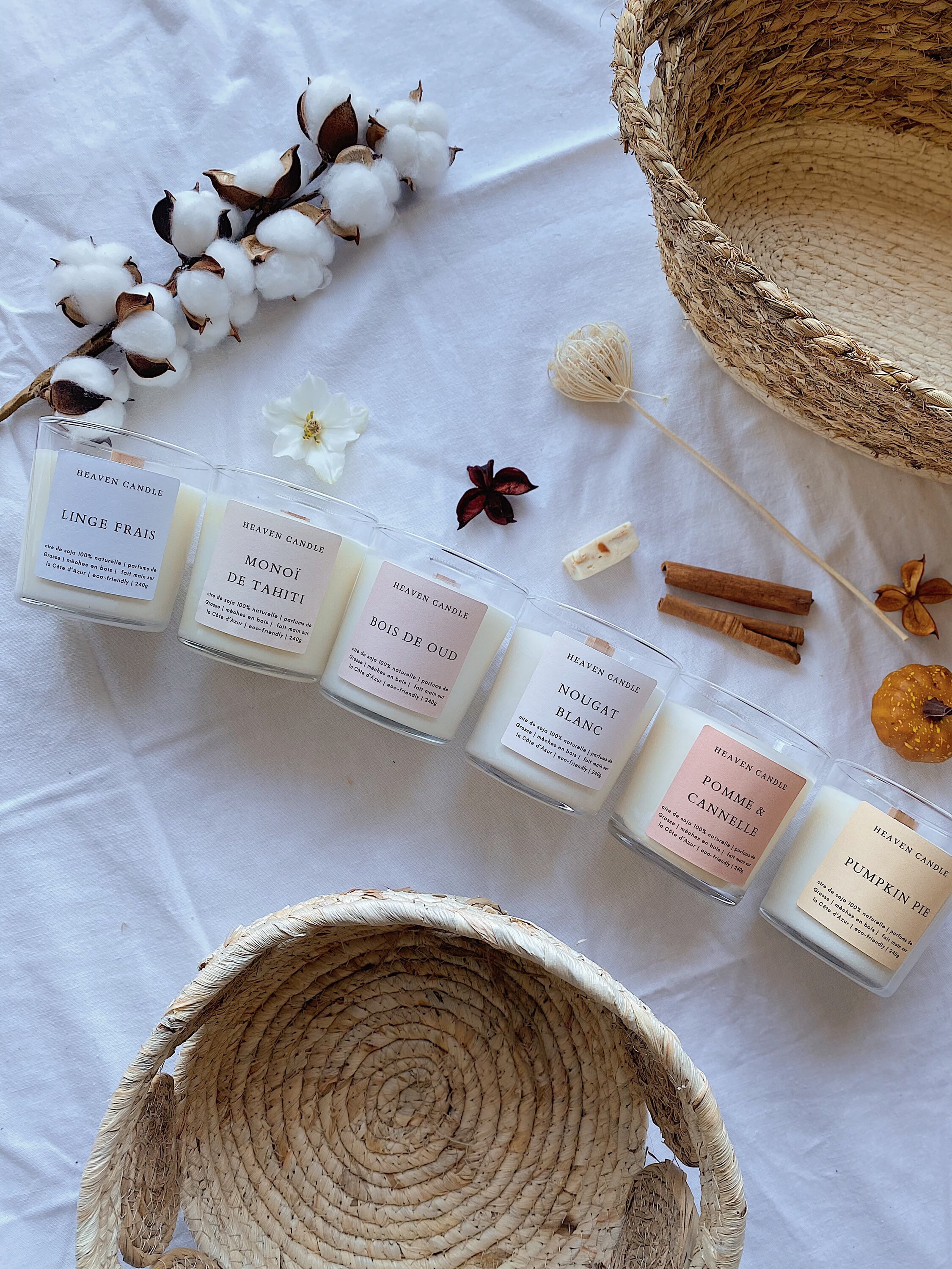 Bougie Parfumée Senteurs Fleuries Gourmandes | Cire Végétale de Soja Mèche en Bois Crépitante |Fait