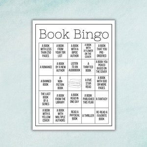 Book Bingo Sticker, Book Journal Sticker, Reading Journal Supplies, Book Lovers Gift, Book Club Challenge, 2023 Reading Challenge, Bingo