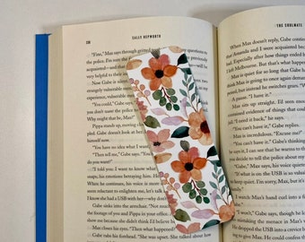 Peach Floral Bookmark, Double sided Bookmark, Book Club Gift, Book Lover Gift, Flower Bookmark, Bibliophile, Reading Journal Bookmark