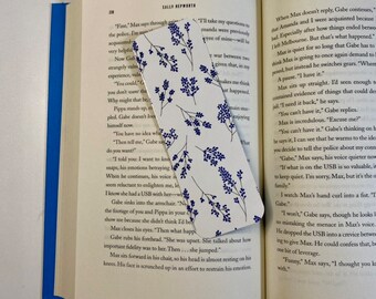 Blue Floral Bookmark, Double sided Bookmark, Book Club Gift, Book Lover Gift, Flower Bookmark, Bibliophile, Reading Journal Bookmark