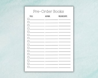 Pre-Order List Sticker Sheet, Book Journal Sticker, Reading Journal, Book Lovers Gift, Reading Challenge, Book Pre-Order Sticker Sheet