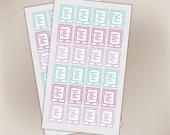 E-Reader Sticker, Book Journal Sticker, Reading Journal, Book Format Sticker, Book Review Stickers, Book Rating Stickers