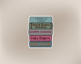 Romance Trope Book Stack Sticker, Book Genre Sticker, Book Lover Sticker, Book Journal Sticker, Reading Journal Sticker, Librarian Gift