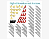 Digital Book Journal Stickers, Digital Reading Journal, Book Review Stickers, Digital Reading Review Stickers, Reading Trackers