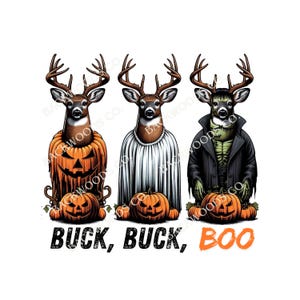 Halloween Deer PNG | Spooky Buck Sublimation with Pumpkins & Costumes | Hunting Halloween Clipart | Fall Antler Deer PNG Digital Download