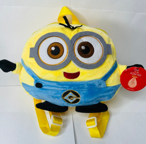 Minions Kids Plush Toy Small Backpack With Zipper Pocket. 