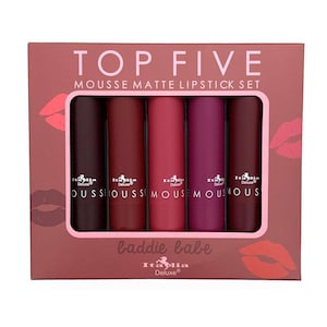 Italia Deluxe TOP FIVE Mousse Matte Lipstick 5 Pc Set Baddie Babe Shades