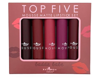 Italia Deluxe TOP FIVE Mousse Matte Lipstick 5 Pc Set Baddie Babe Shades