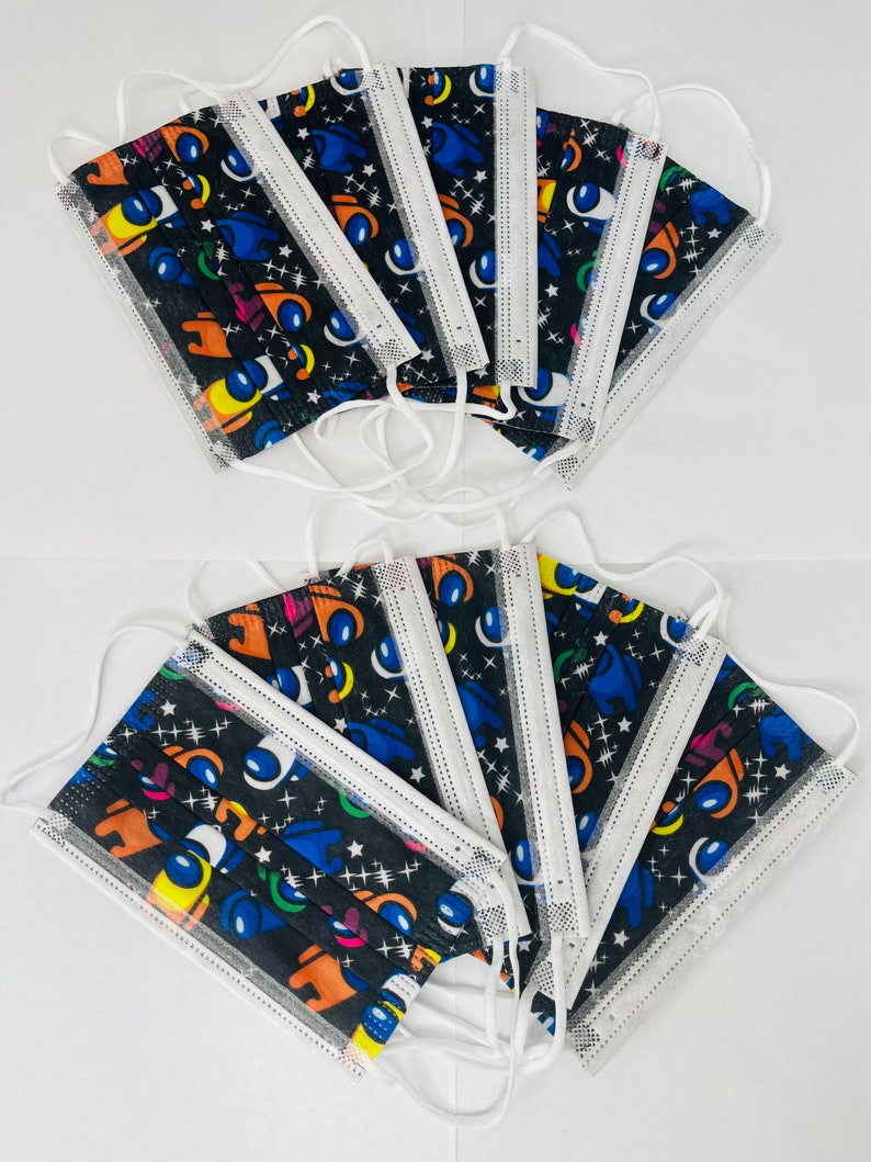 Kids Disposable Face Mask/among Us Print Etsy