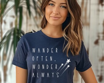 Wander Often, Wonder Always Shooting Star Tshirt, World Traveler Tshirt, Vacation Shirt, Gift for Travelers, Wanderlust Outfit, Adventure
