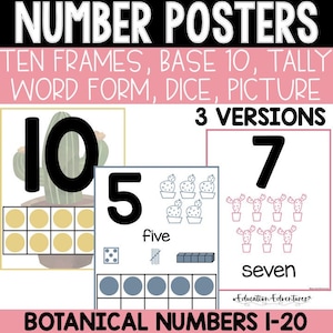Botanical Ten Frame Number Posters | Tally Marks Base 10 Classroom Decor