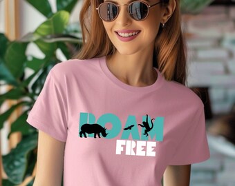 Roam Free Animal Wildlife Tshirt, World Traveler Tshirt, Vacation Shirt, Gift for Travelers, Wanderlust Travel Lover Outfit