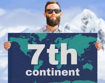 7th Continent Navy & Teal World Map Flag, Travel Milestone, World Traveler Banner, Gift for Travelers, Wanderlust, Travel Accomplishments