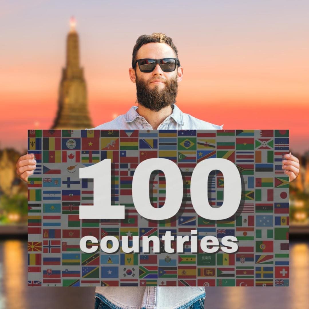100 Countries Flag, Travel Milestone Flag, World Traveler Banner, Gift ...