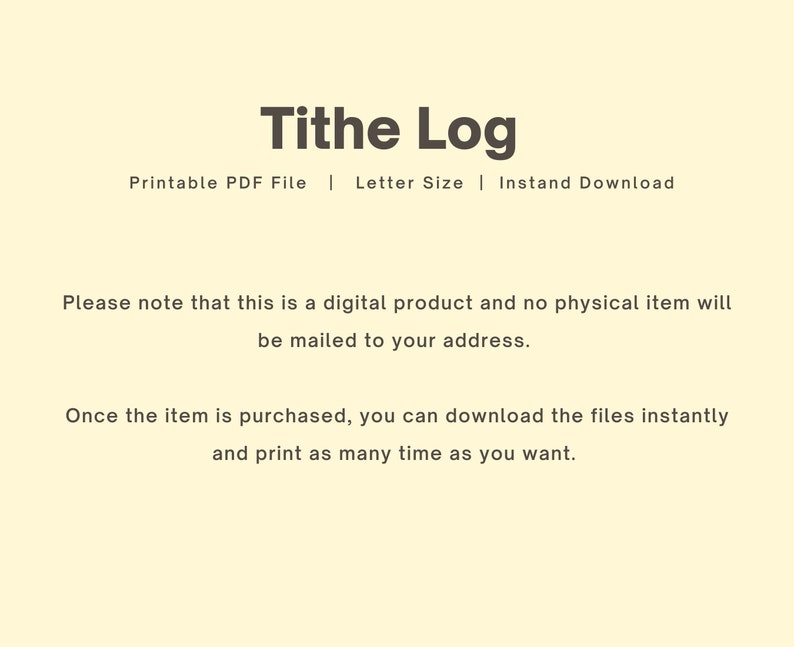 Tithe Log. Tithing Tracker. Financial Donation Record. Printable PDF - Etsy