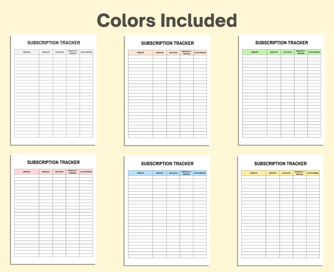 Subscription Tracker. Membership Tracking Sheet. Subscription - Etsy