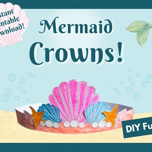 DIY Mermaid Crowns, Printable Mermaid Headpiece Activity, Party Crowns