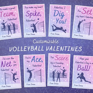 Bearbeitbarer glitzernder Ballvolleyball Klassenkameraden-Valentinsgruß glitzernder Vollball-Valentinstags-Austausch Benutzerdefinierte Valentinsgrüße Karten Mädchen personalisierter Valentinsgruß