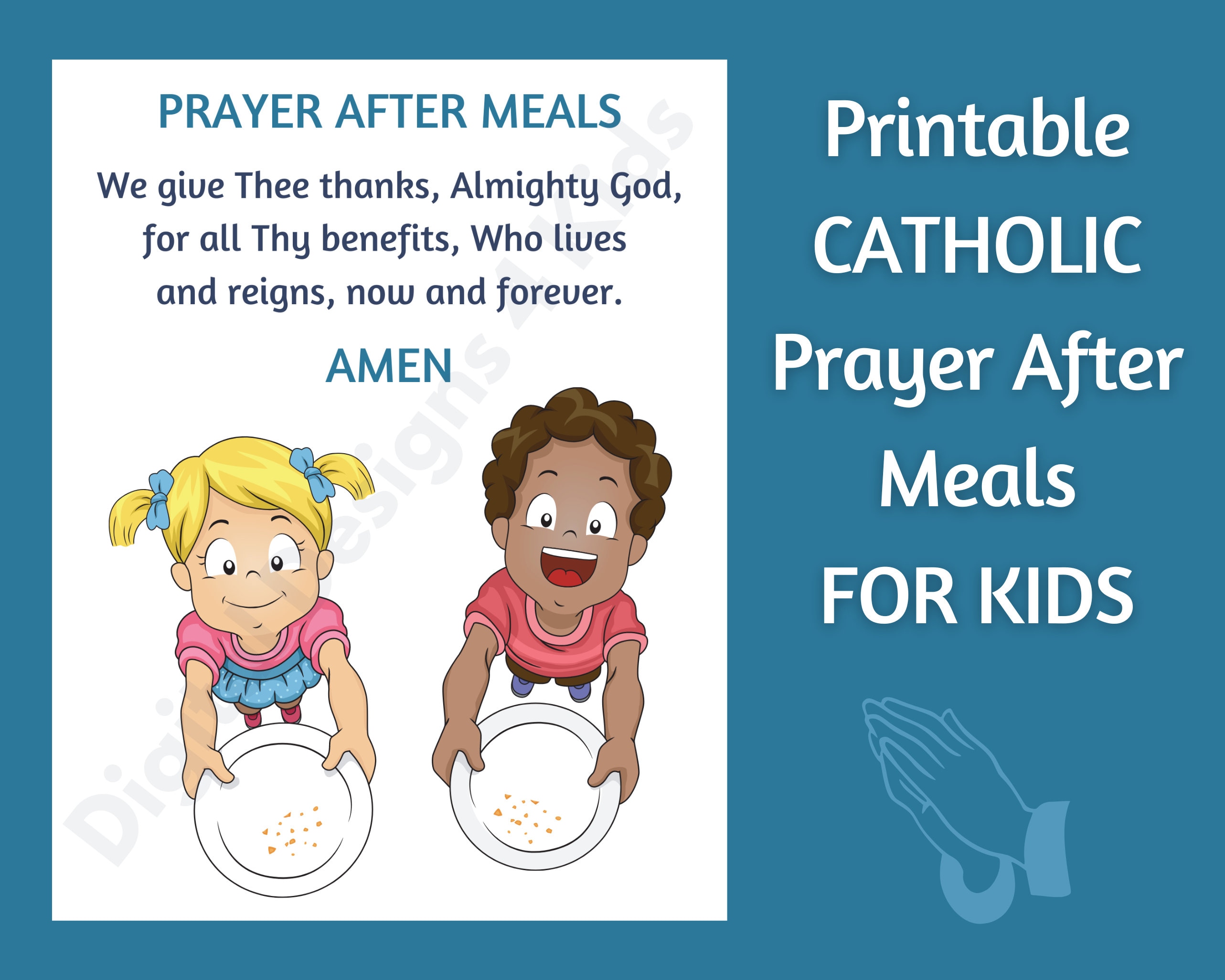 Catholic Prayer After Meals Print for Kids Grace After Meals - Etsy