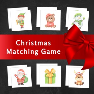 Christmas Matching Game for Kids, Memory Match Game, Christmas Activities for Kids, Christmas Break Family Christmas Game, Memory Cards Game