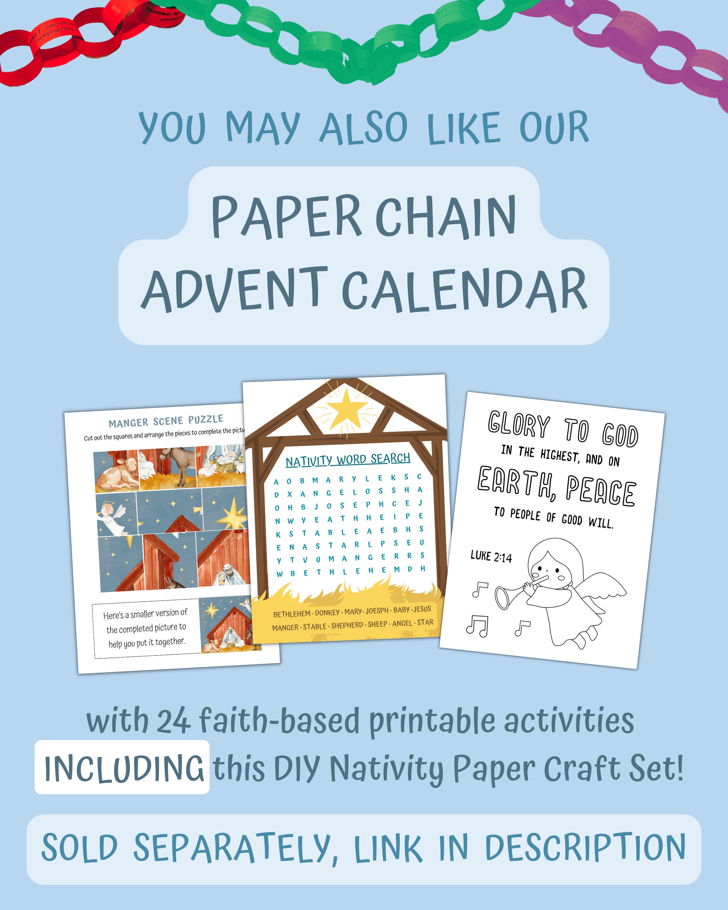 Nativity Paper Craft for Kids, DIY Christmas Craft Manger Scene ...