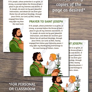 Prayer to Saint Joseph Printable for Kids, Catholic Prayer Print - Etsy