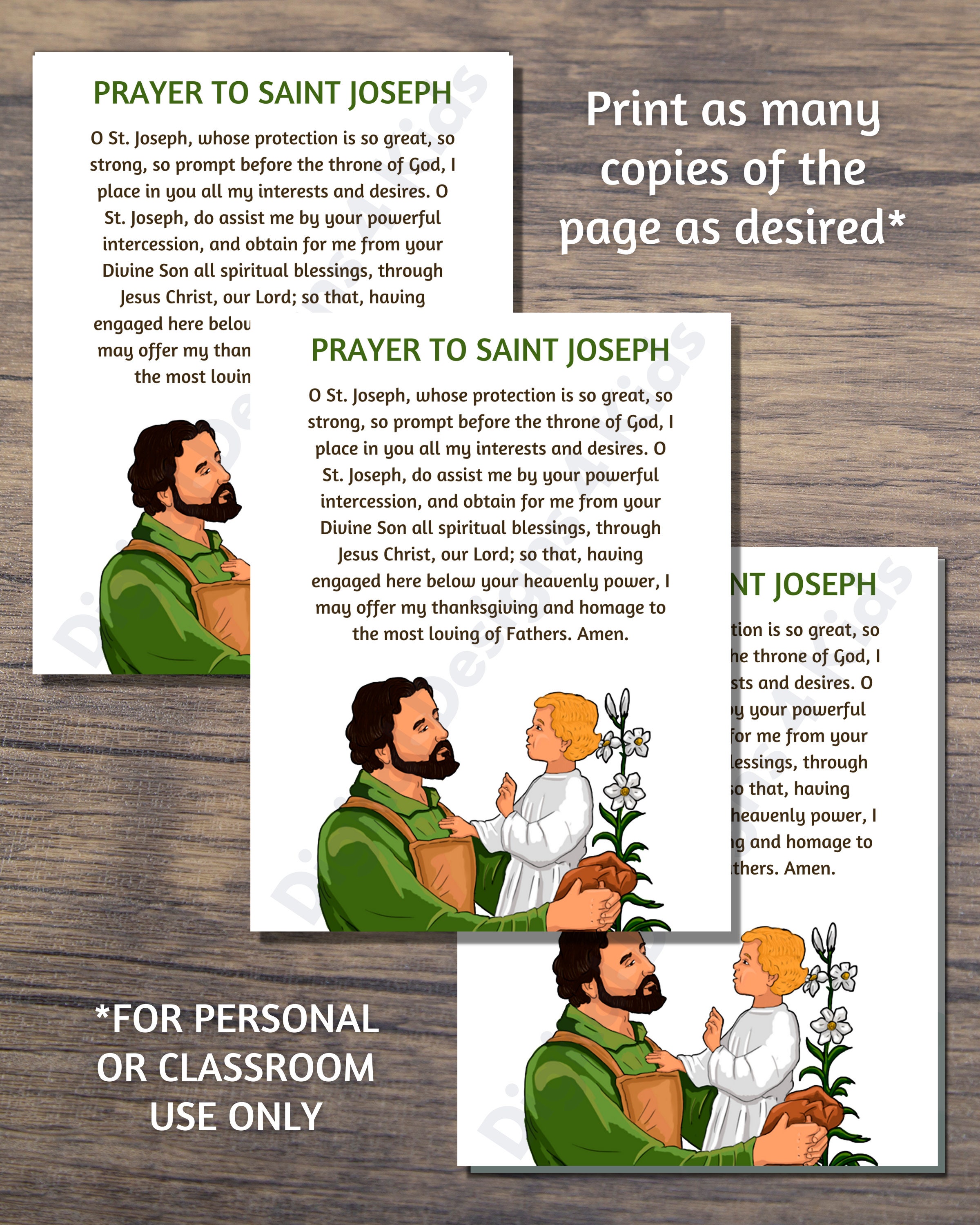 Prayer to Saint Joseph Printable for Kids, Catholic Prayer Print - Etsy