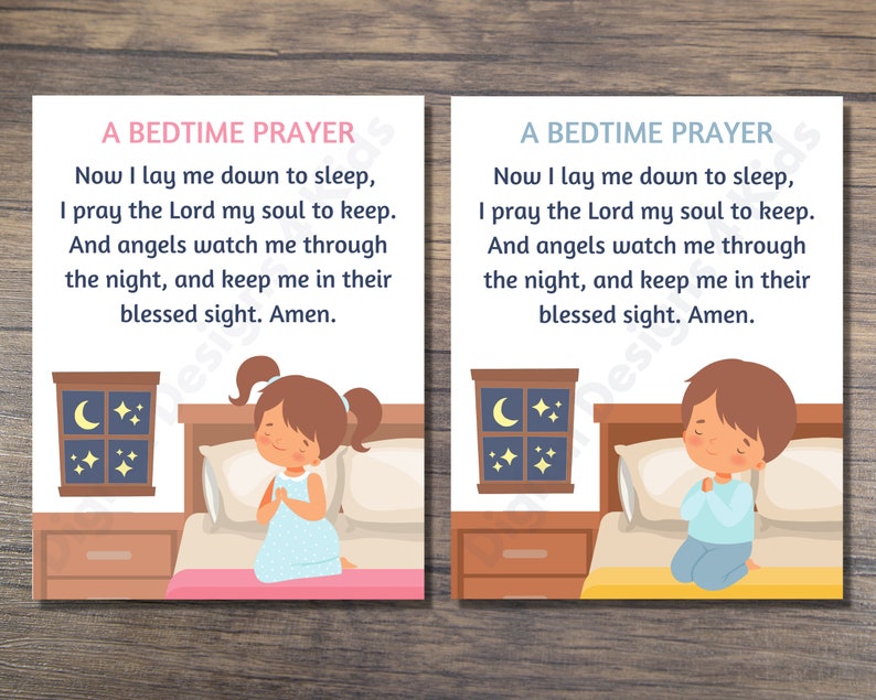 Bedtime Prayer for Kids Printable Now I Lay Me Down to Sleep Etsy