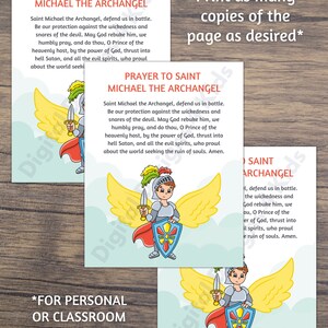 Prayer to Saint Michael the Archangel Printable for Kids, Catholic ...