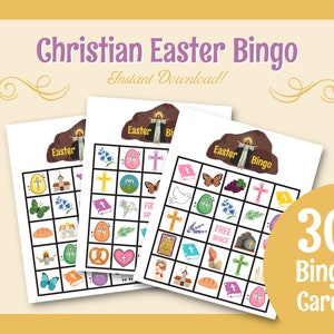 Easter Sunday Bingo Holy Week Printable Catholic Family Bible Game Kids Christian Church Sunday School Resurrection Bingo Youth Group Game