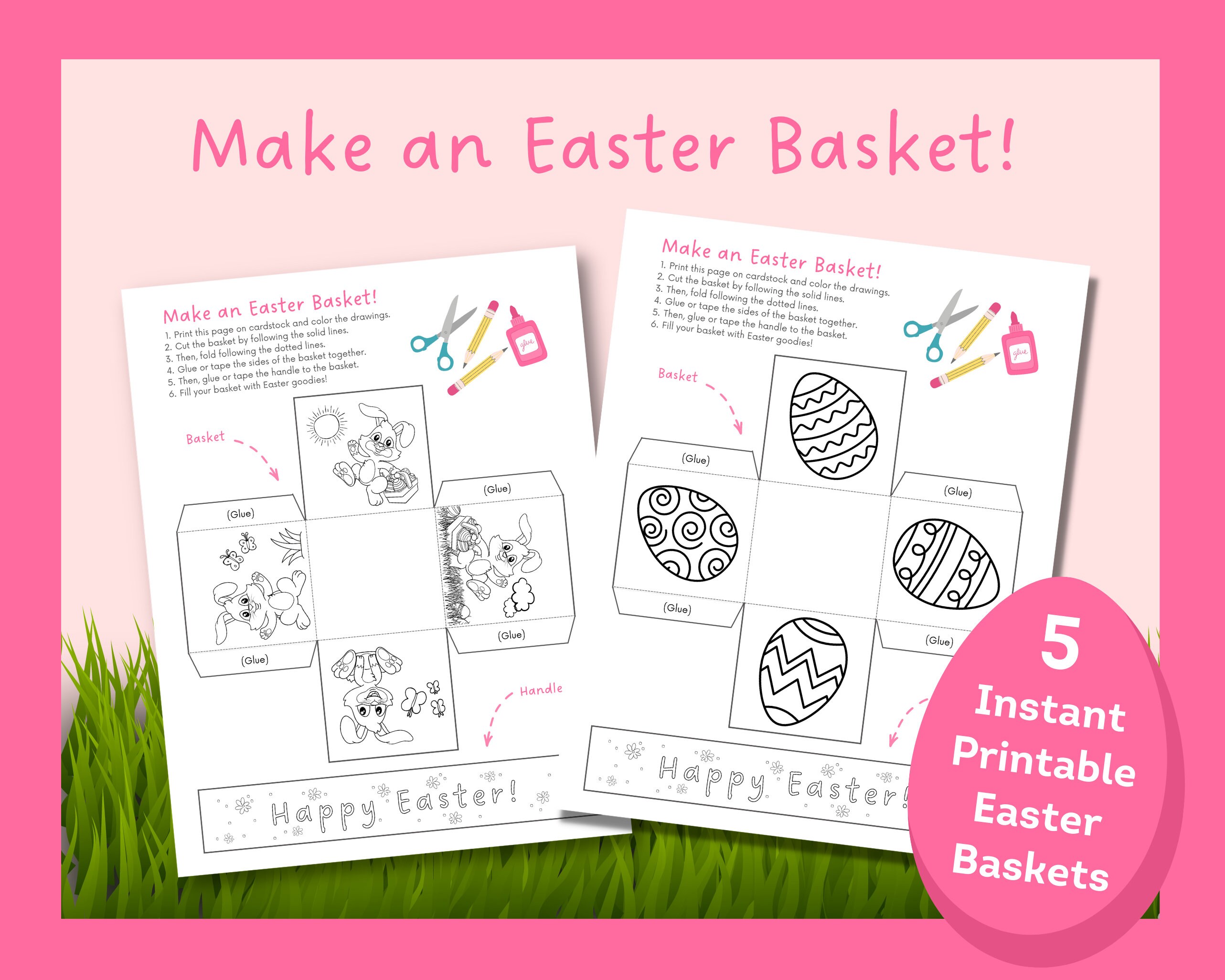Easter Basket Craft | Printable Crafts for Kids - Etsy
