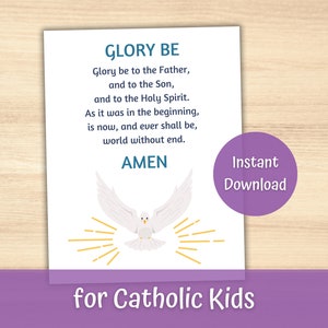 Glory Be to the Father Prayer Print, Glory Be Prints, Catholic Education, Catholic Prayer