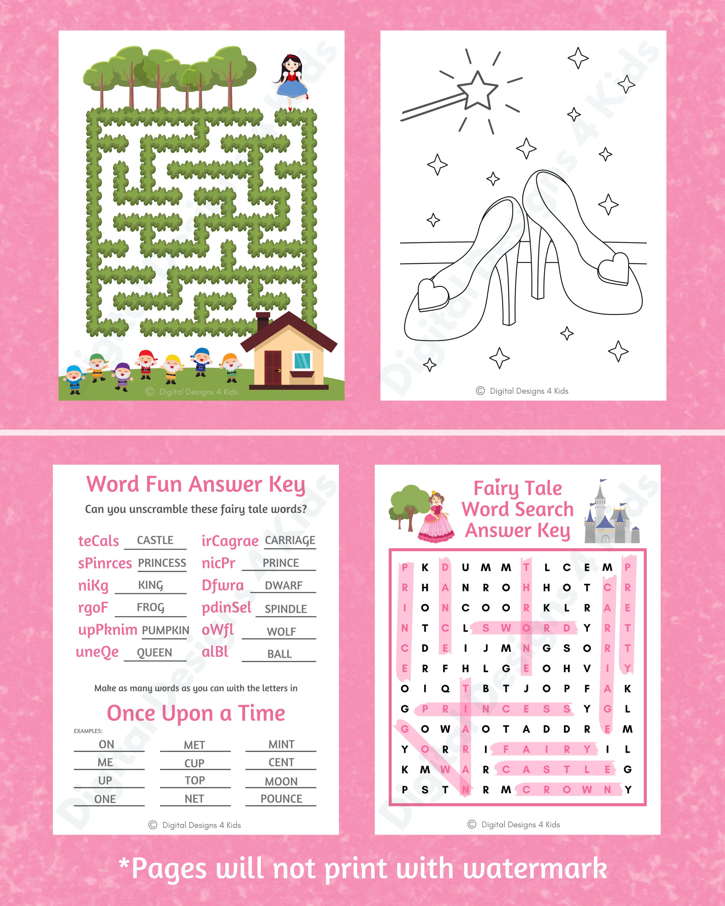 Princess Fairy Tale Activity Pack, Road Trip Activity Book for Kids - Etsy