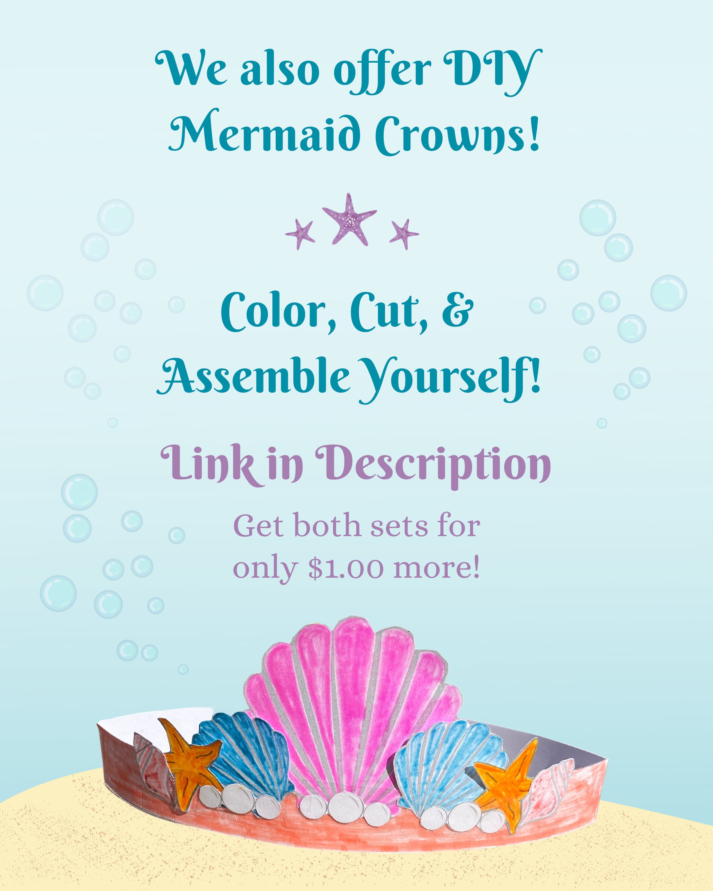 Printable Mermaid Crowns, Mermaid Headpiece Activity, Party Crowns - Etsy
