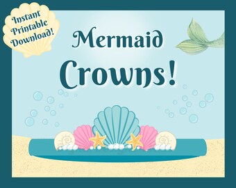 Printable Mermaid Crowns, Mermaid Headpiece Activity, Party Crowns
