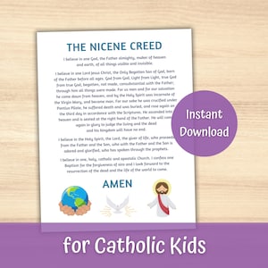 Nicene Creed Prayer for Kids, Catholic Faith Prayer Printable, Catholic School Catholic Posters, Sunday School Prayer Print, Catholic Family