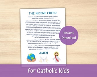 Nicene Creed Prayer for Kids, Catholic Faith Prayer Printable, Catholic School Catholic Posters, Sunday School Prayer Print, Catholic Family