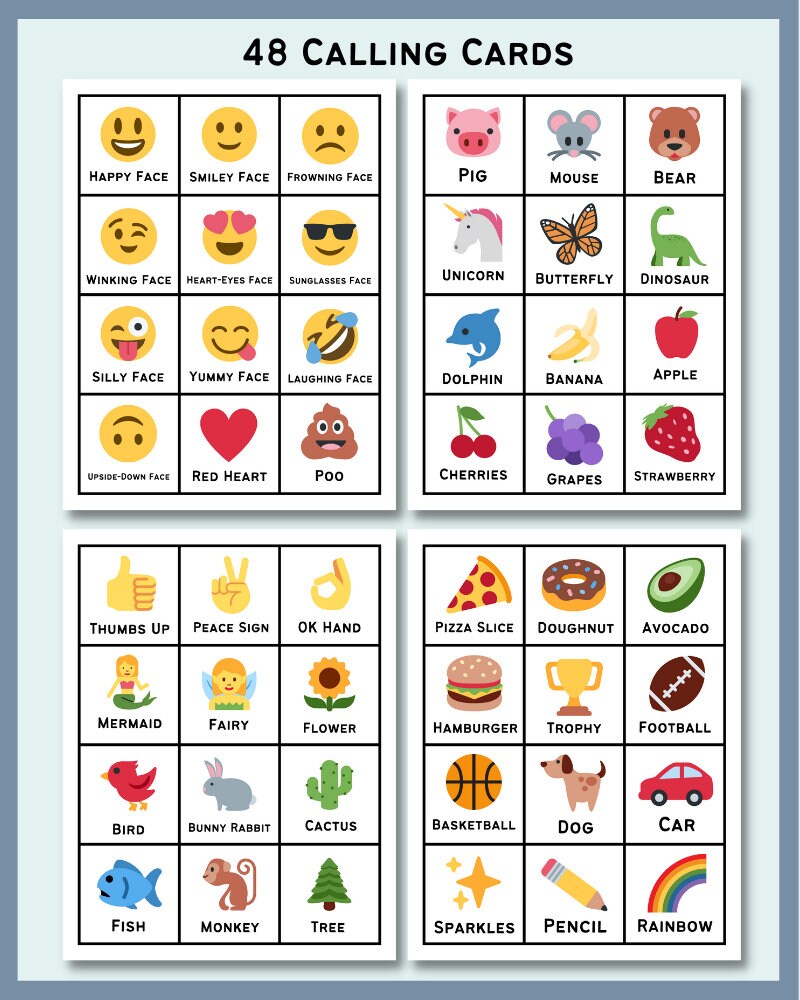 Emoji Bingo / Instant Printable Download / Kids Party Game / Fun for ...