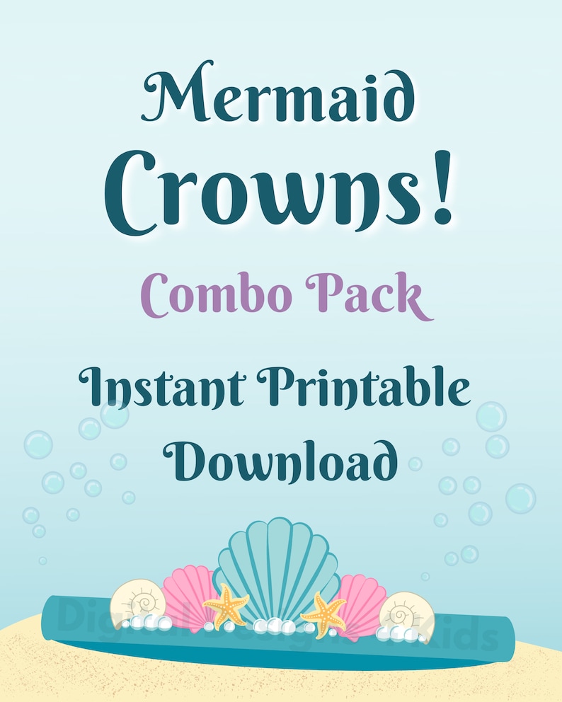 Mermaid Crowns, DIY and Printable Mermaid Birthday Crowns, Mermaid ...