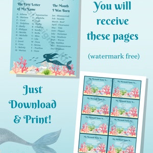 Mermaid Name Game, What is Your Mermaid Name, Printable Game for Kids ...