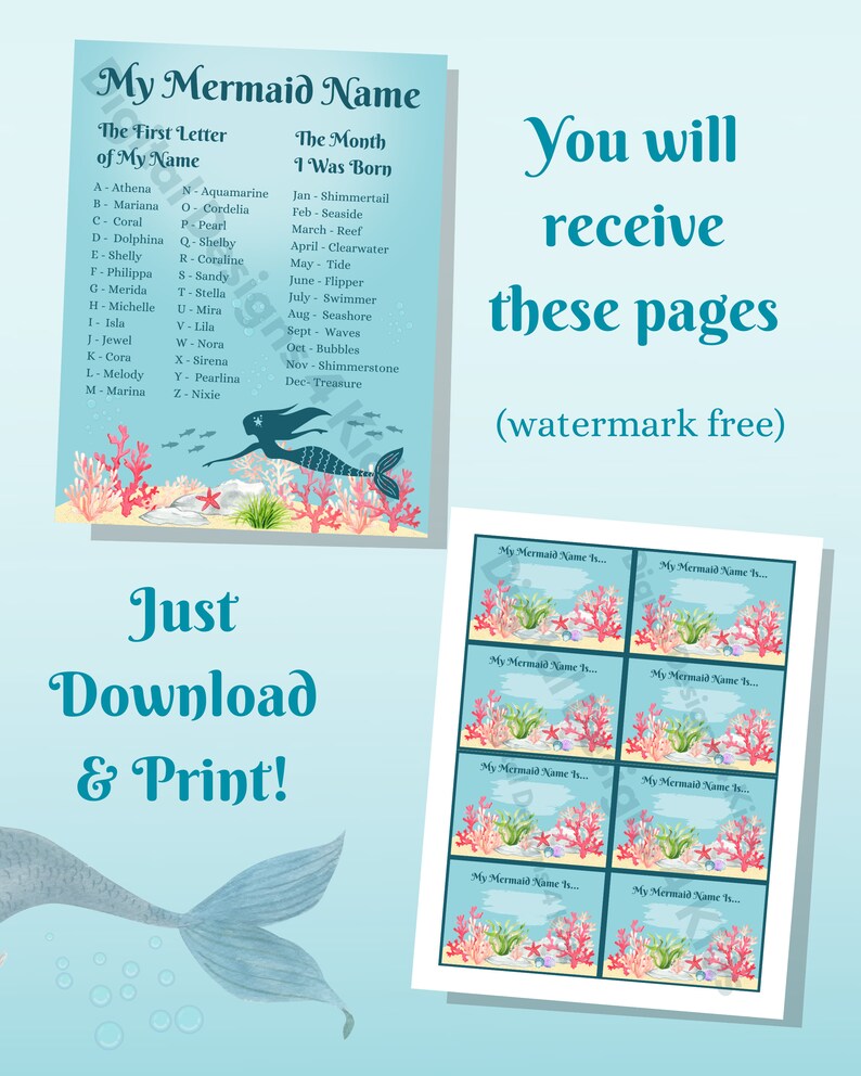 Mermaid Name Game, What is Your Mermaid Name, Printable Game for Kids ...