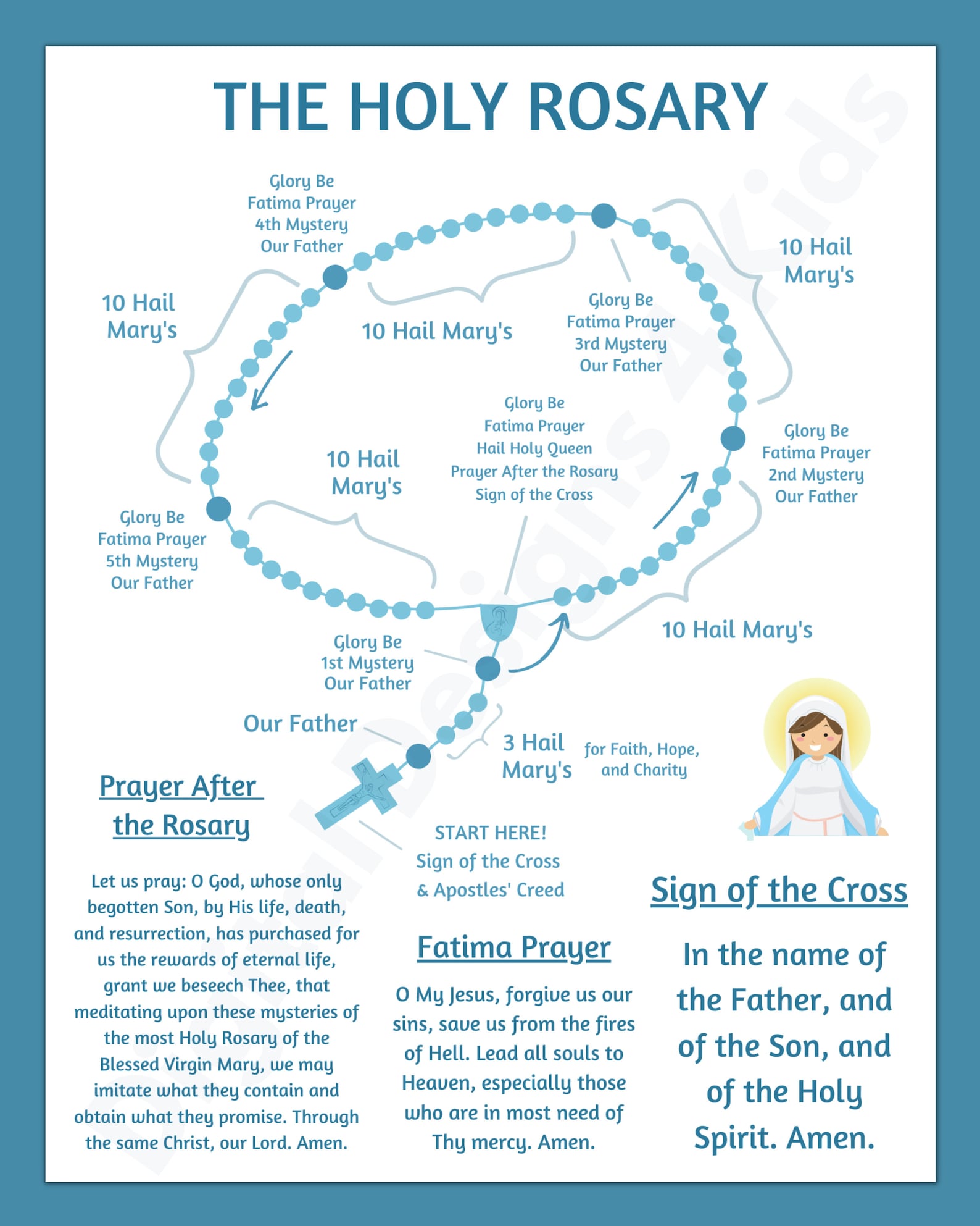 How to Pray the Rosary Guide for Kids & Mysteries of the Etsy