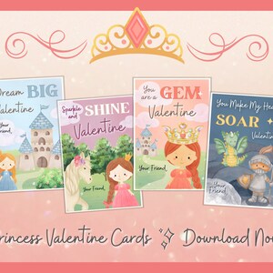 Fairytale Princess Valentines Day Cards, Cute Princess Valentine Cards, Classroom Valentines Princess, Girl Valentines