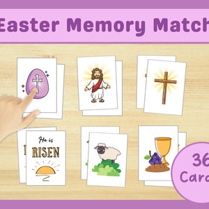Easter Matching Game for Kids, Easter Story Bible Game, Printable Easter Game, Bible Memory Match, Christian Easter Sunday School Activity