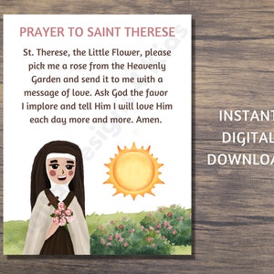 Gebet an St. Therese die kleine Blume Printable for Kids, Heilige Therese von Lisieux