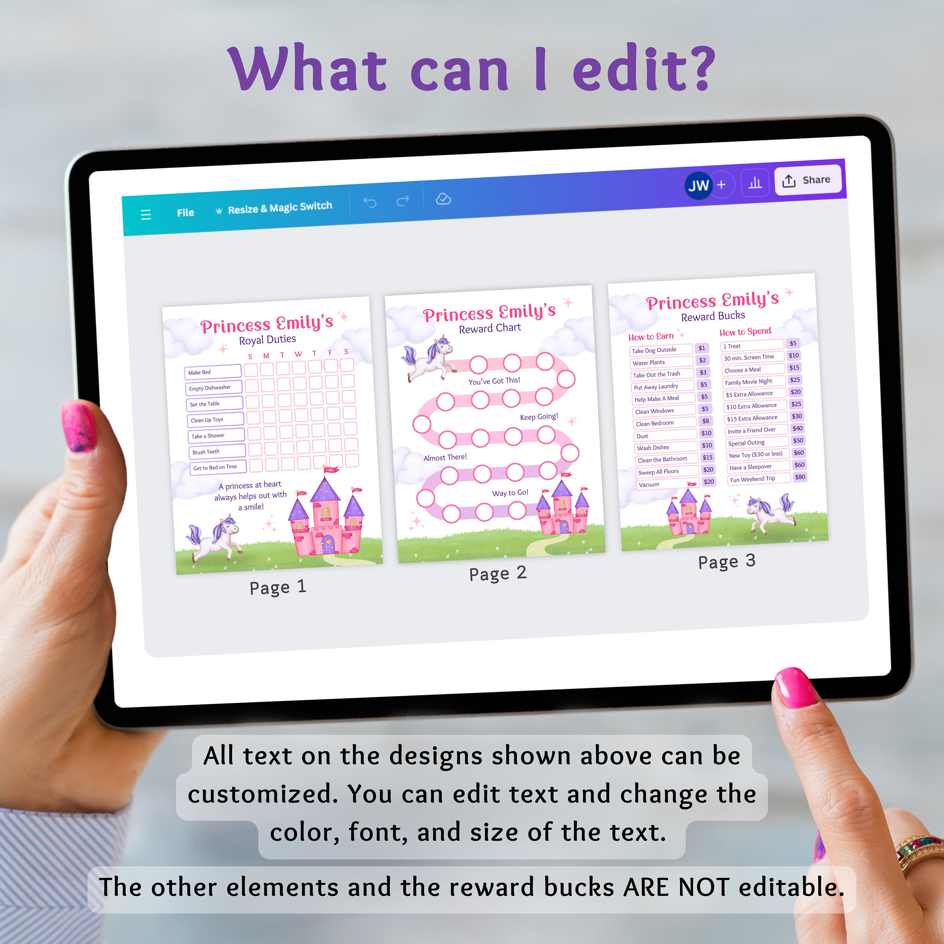 Princess Reward System Kids Reward Bucks Responsibility Chart Kids ...