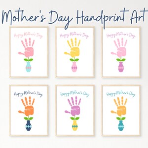 Mother’s Day Handprint Art for Mom or Grandma, Flower Handprint Art, Kids Handprint Art, Handprint Keepsake for Mom