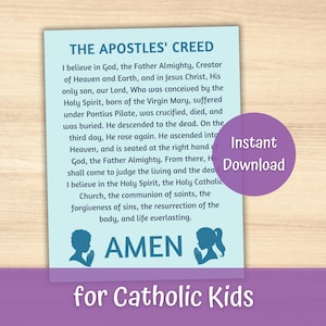 Apostles Creed Catholic Classroom Posters, Catholic School, Catholic Kids Sunday School Prayer Printable, Traditional Catholic Family Prayer