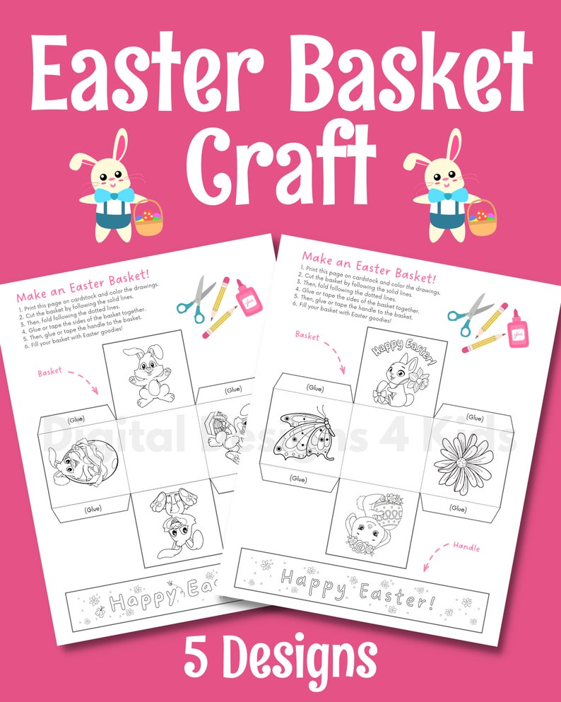 Easter Basket Craft | Printable Crafts for Kids - Etsy