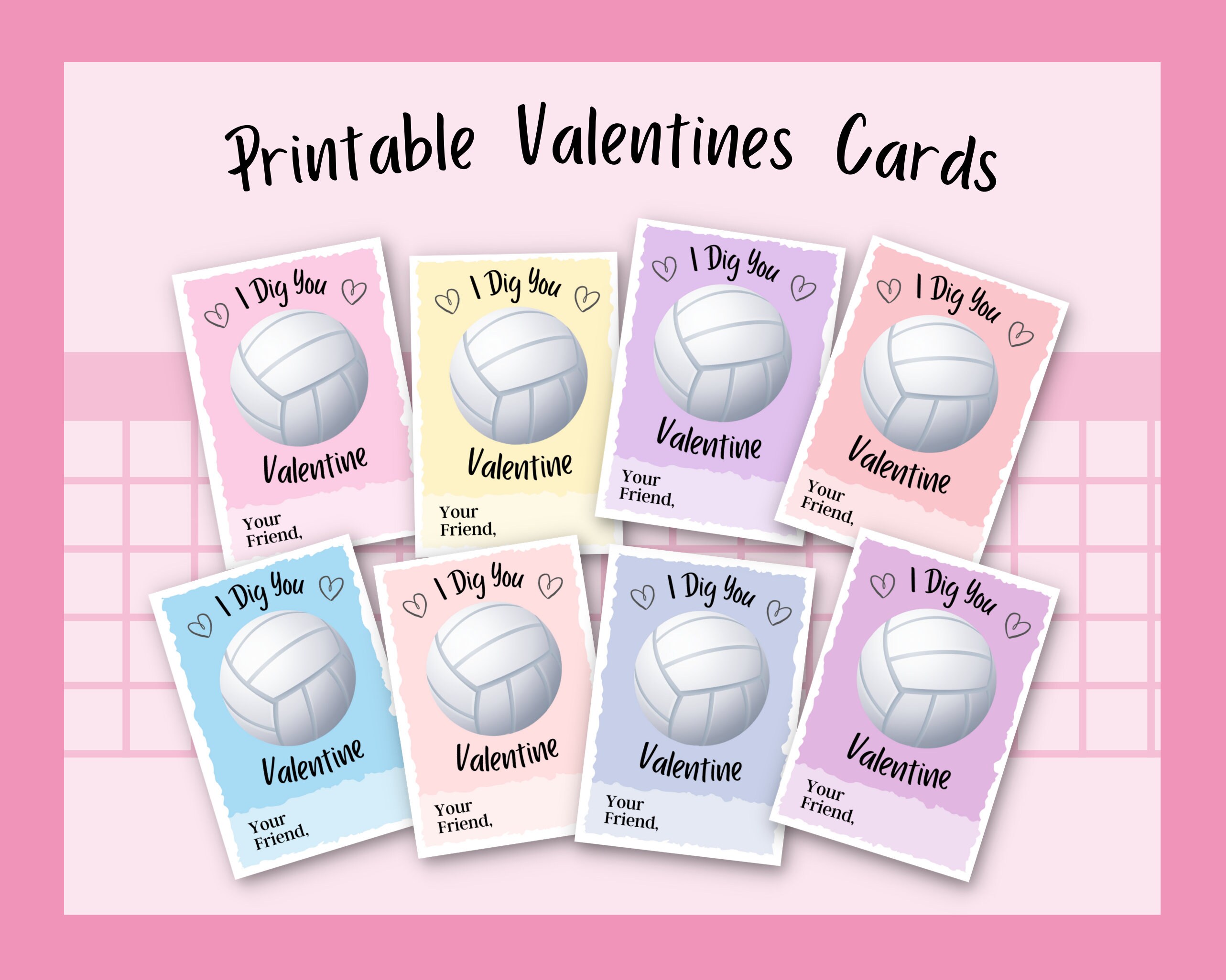 Volleyball Valentines Day Cards, Sports Valentines Cards, School